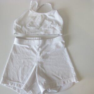 DSG Girl's Athletic Outfit Shorts & Sports Bra White Size Small GUC